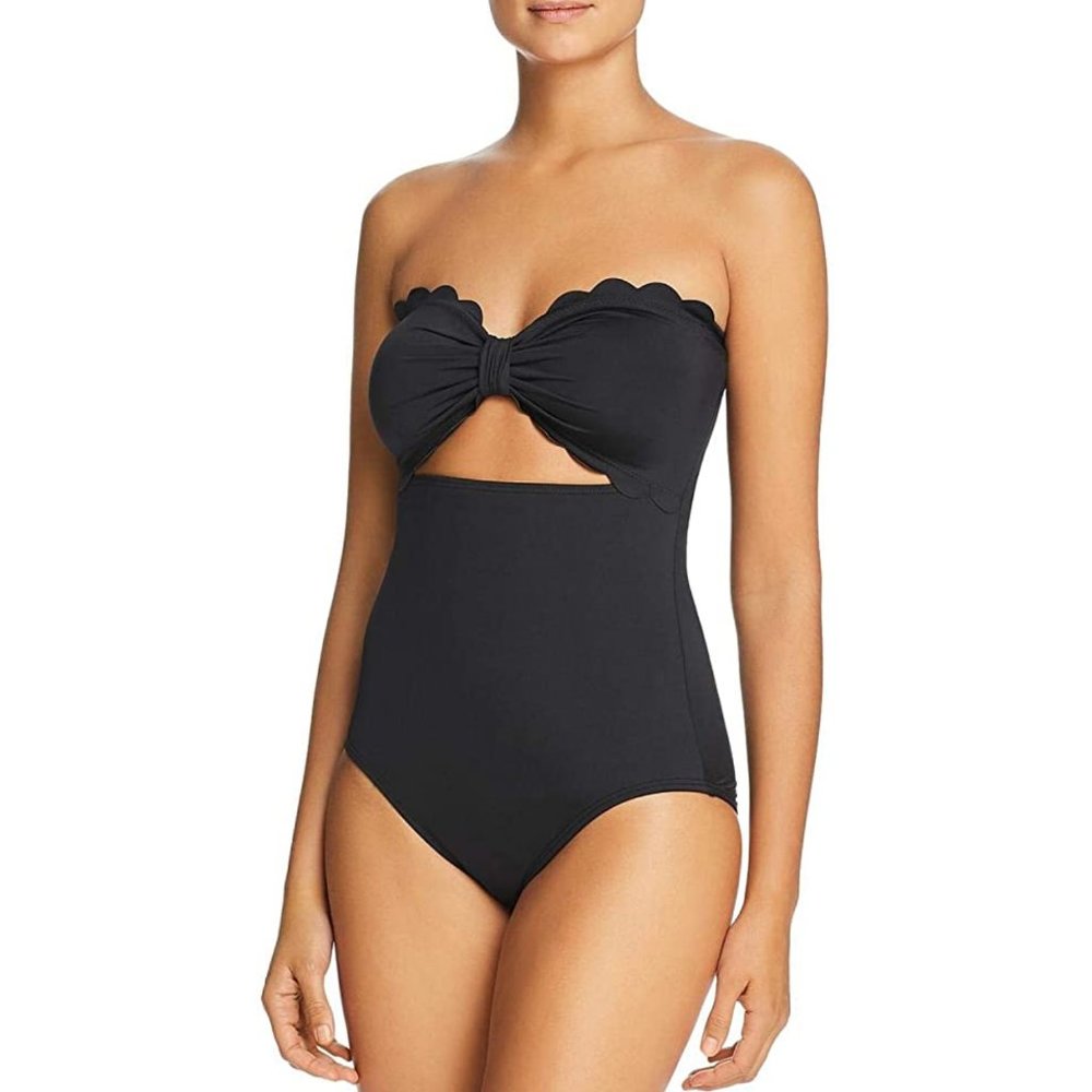 NWT Kate Spade | Black Scalloped Bandeau One Piece